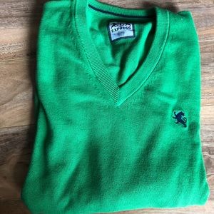 Express Men’s Cotton Green V-Neck Sweater